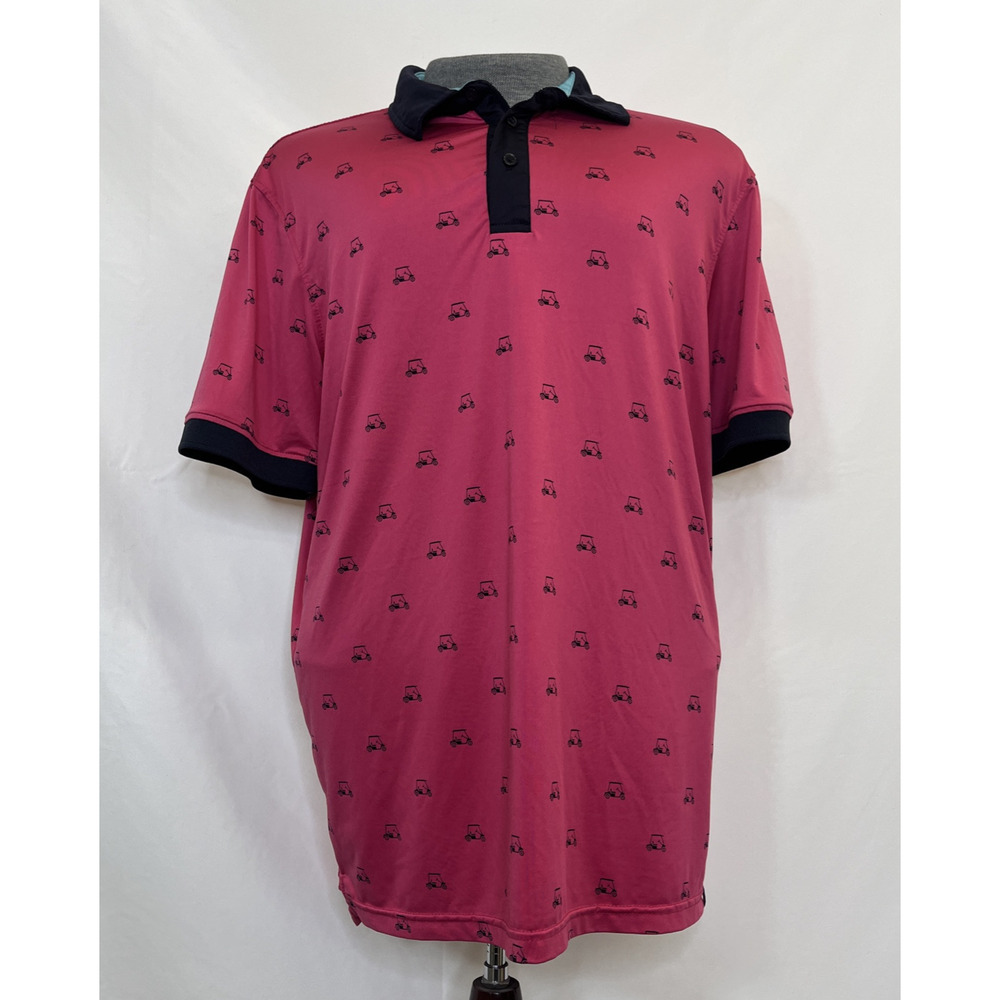 Kenneth Cole Pink Golf Cart App Mens Large Golf Polo Performance Sport Casual